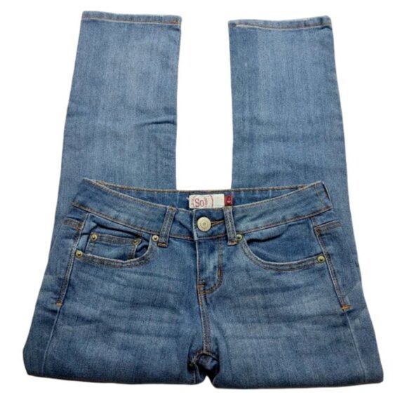 SO Womens Straight Leg Jeans Size 3 Medium Wash Denim - Picture 1 of 7